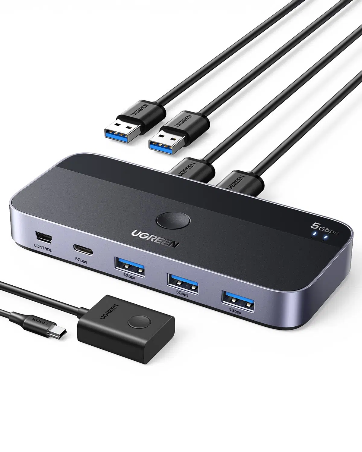UGREEN USB 3.0 2-in-4 Çift Ekran Paylaşımlı 5Gbps 1xUSBC, 4xUSB-A Switch, 15705