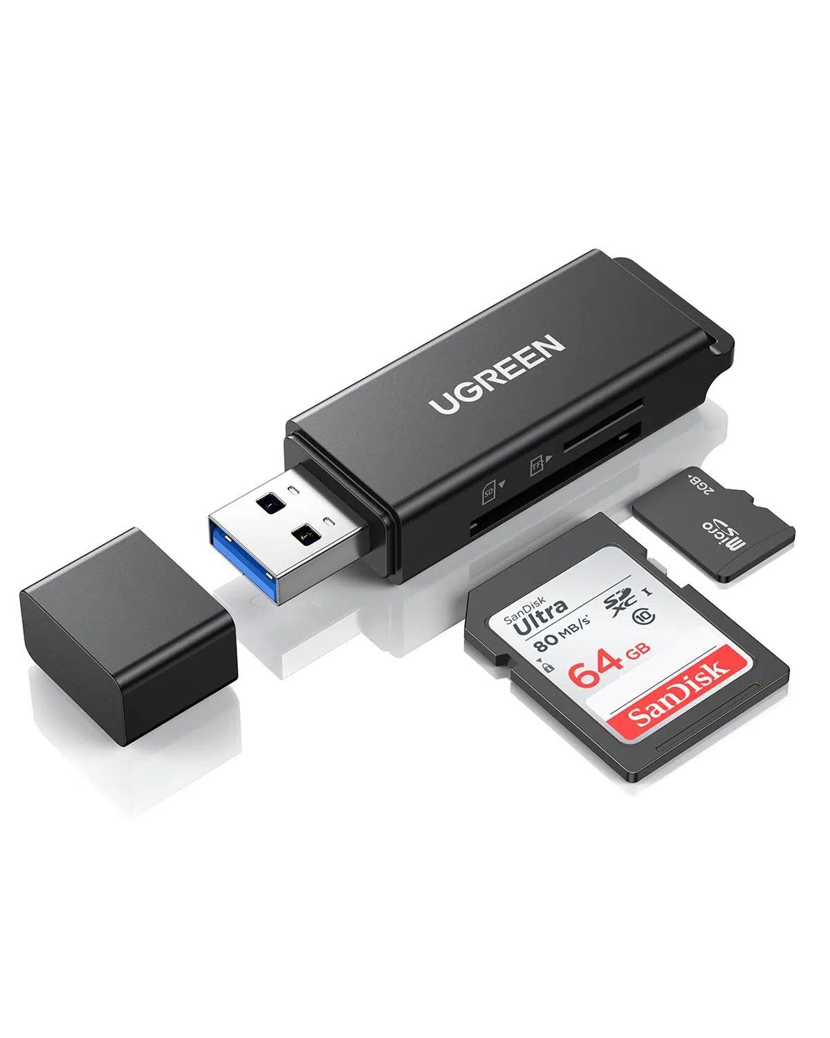 UGREEN USB 3.0 SD ve Micro SD Kart Okuyucu, Siyah, 40752